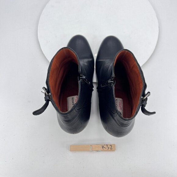 Lanvin Women Size 6 Black Patent Leather Buckle Side Zip Ankle Wedge Boot - Picture 12 of 16